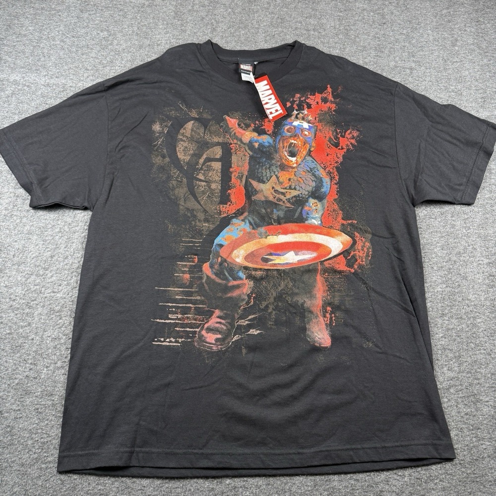 Vintage Marvel Mad Engine Captain America Shirt Mens 2XL Black Y2K New With Tags